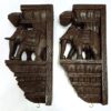 Elephant Wall Bracket Pair 18 Inches Antique Finish South Indian Wood Carving Handmade Main door wall hanging lot of 2 pcs Ready to Ship