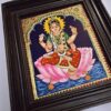 Tanjore Painting Bala Tripura Sundari 15"x13" with 22K Gold Frame, Teakwood Framed Art, Pooja Room Decor, Ready to Ship