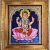 Tanjore Painting Bala Tripura Sundari 15"x13" with 22K Gold Frame, Teakwood Framed Art, Pooja Room Decor, Ready to Ship