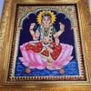 Tanjore Painting Bala Tripura Sundari 15"x13" with 22K Gold Frame, Teakwood Framed Art, Pooja Room Decor, Ready to Ship