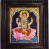 Tanjore Painting Bala Tripura Sundari 15"x13" with 22K Gold Frame, Teakwood Framed Art, Pooja Room Decor, Ready to Ship