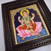 Tanjore Painting Bala Tripura Sundari 15"x13" with 22K Gold Frame, Teakwood Framed Art, Pooja Room Decor, Ready to Ship