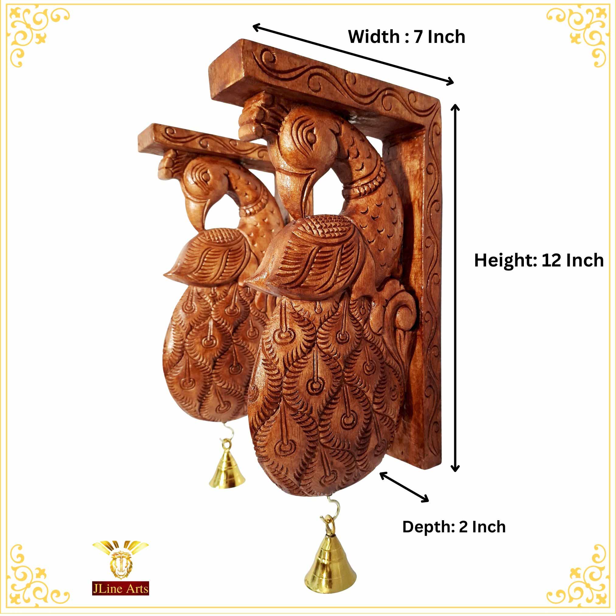 Wooden Peacock Wall Bracket Pair