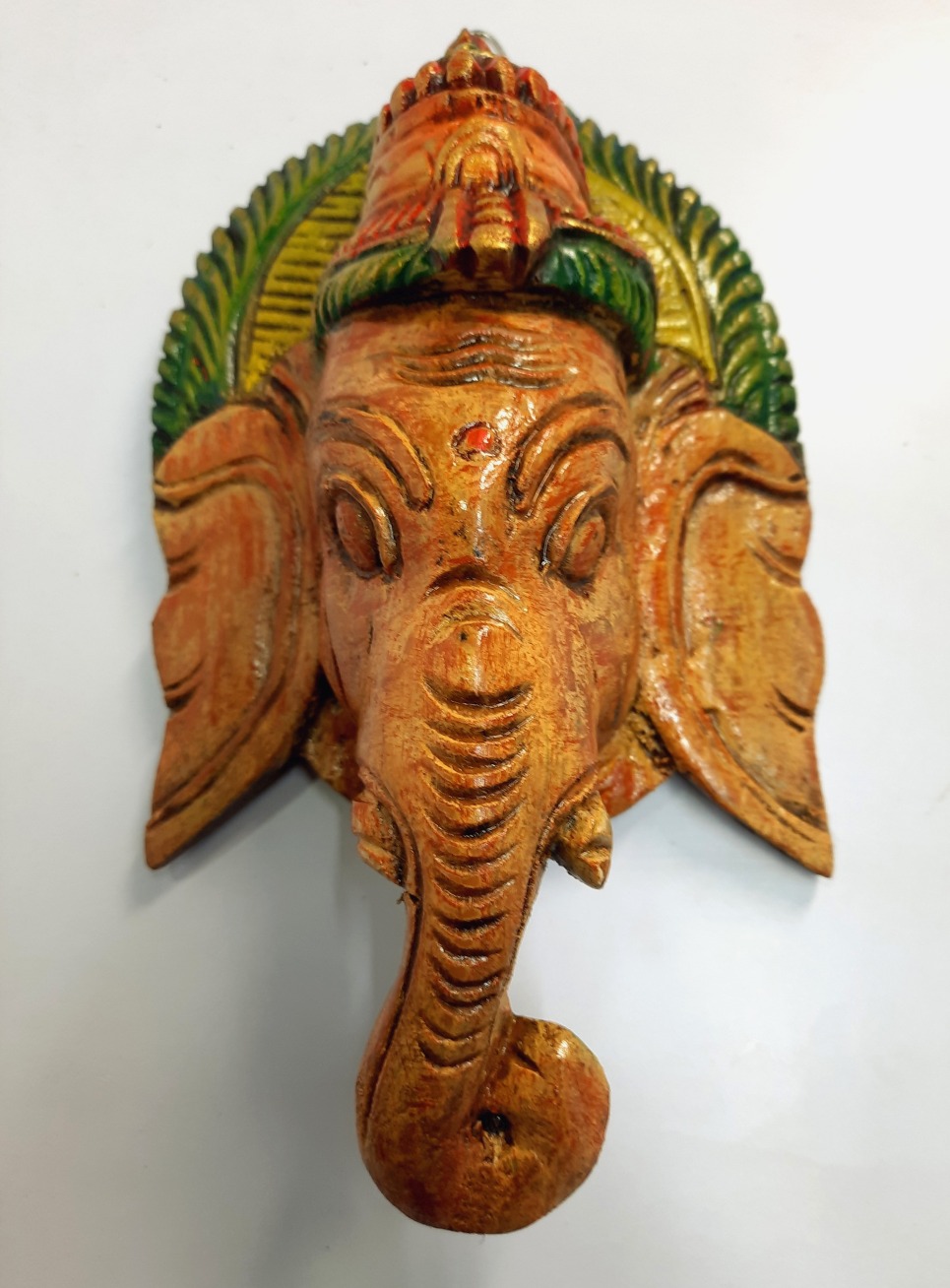 Wooden Ganesha Head Sculpture