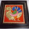 Tanjore Painting Peacock, framed in Teakwood with 22K Gold Foils, is an exquisite Indian handmade artwork, housewarming gift, ready to ship.