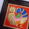 Tanjore Painting Peacock, framed in Teakwood with 22K Gold Foils, is an exquisite Indian handmade artwork, housewarming gift, ready to ship.