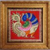 Tanjore Painting Peacock, framed in Teakwood with 22K Gold Foils, is an exquisite Indian handmade artwork, housewarming gift, ready to ship.