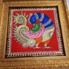 Tanjore Painting Peacock, framed in Teakwood with 22K Gold Foils, is an exquisite Indian handmade artwork, housewarming gift, ready to ship.