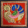 Tanjore Painting Peacock, framed in Teakwood with 22K Gold Foils, is an exquisite Indian handmade artwork, housewarming gift, ready to ship.