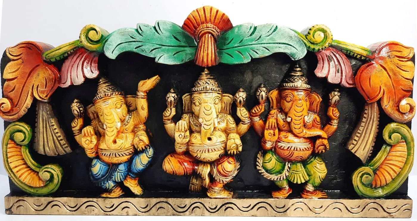 Wooden Ganesha Wall Panel