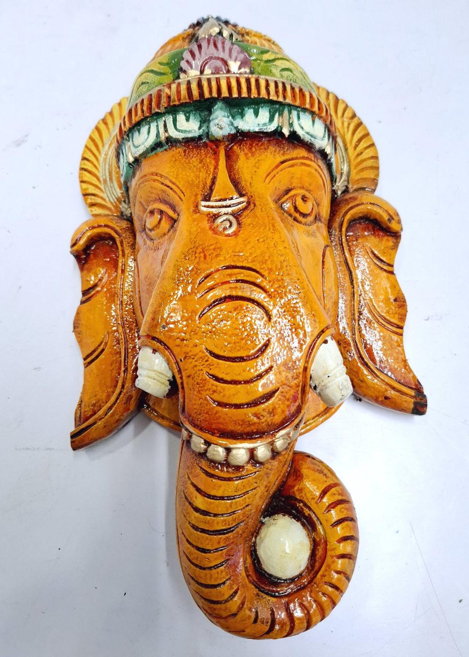 Wooden Ganesha Head Sculpture