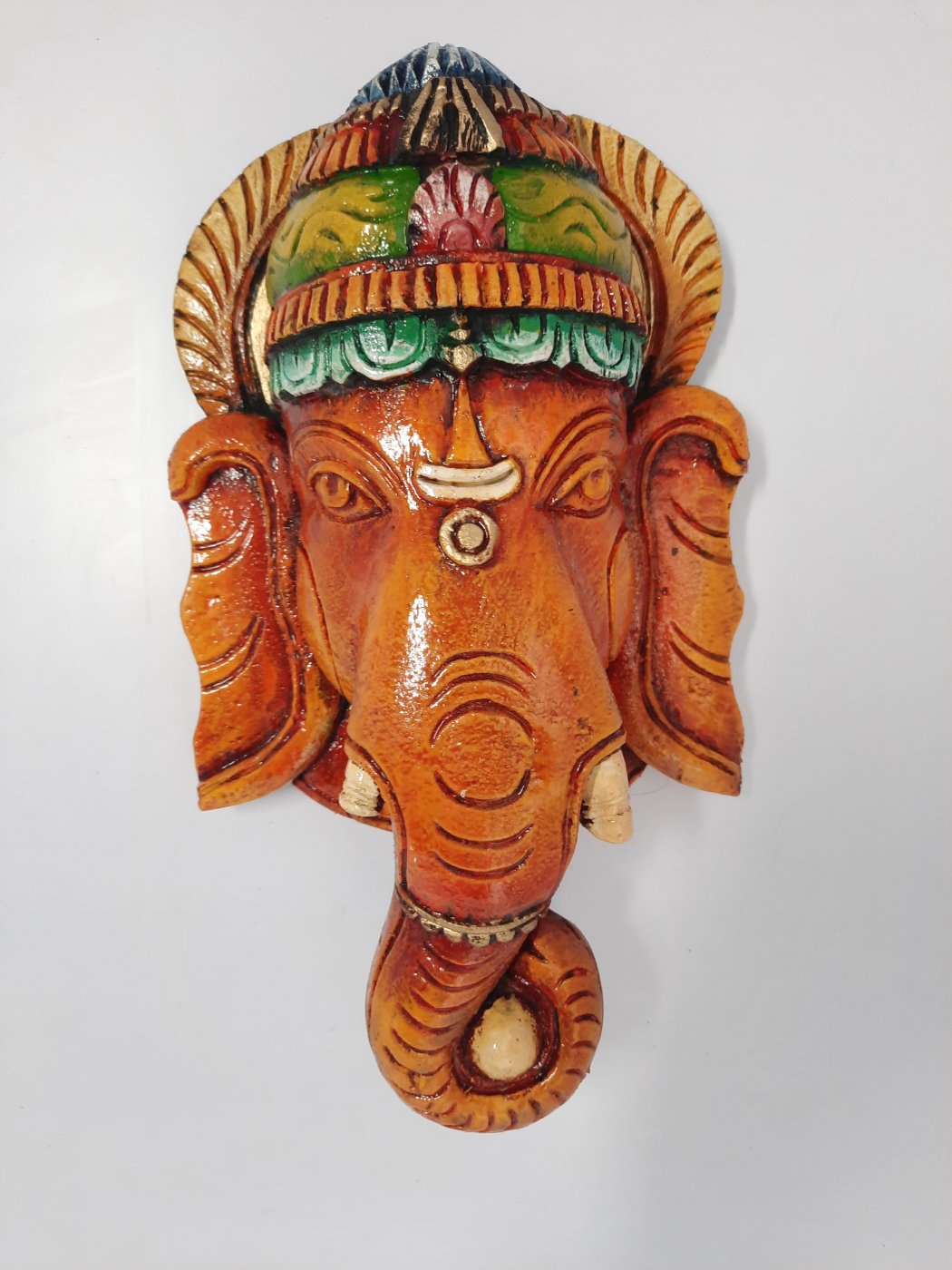 Wooden Ganesha Head Sculpture