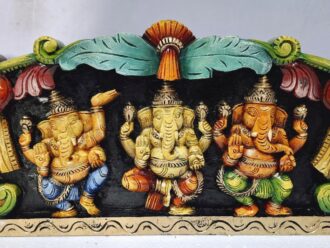 24 Inch Wooden Dancing Ganesha Wall Panel – Hindu Deity Carved Sculpture for Home or Temple Decor