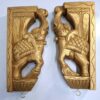 Wooden Elephant Corbel Pair Wall Bracket with Brass Bells, Color Brass Gold Finish, Door Entrance Wall Hanging, 12 Inch, Immediate Dispatch