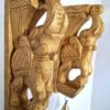 Wooden Elephant Corbel Pair Wall Bracket with Brass Bells, Color Brass Gold Finish, Door Entrance Wall Hanging, 12 Inch, Immediate Dispatch