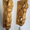 Wooden Elephant Corbel Pair Wall Bracket with Brass Bells, Color Brass Gold Finish, Door Entrance Wall Hanging, 12 Inch, Immediate Dispatch