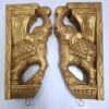 Wooden Elephant Corbel Pair Wall Bracket with Brass Bells, Color Brass Gold Finish, Door Entrance Wall Hanging, 12 Inch, Immediate Dispatch