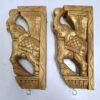 Wooden Elephant Corbel Pair Wall Bracket with Brass Bells, Color Brass Gold Finish, Door Entrance Wall Hanging, 12 Inch, Immediate Dispatch