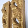 Wooden Elephant Corbel Pair Wall Bracket with Brass Bells, Color Brass Gold Finish, Door Entrance Wall Hanging, 12 Inch, Immediate Dispatch