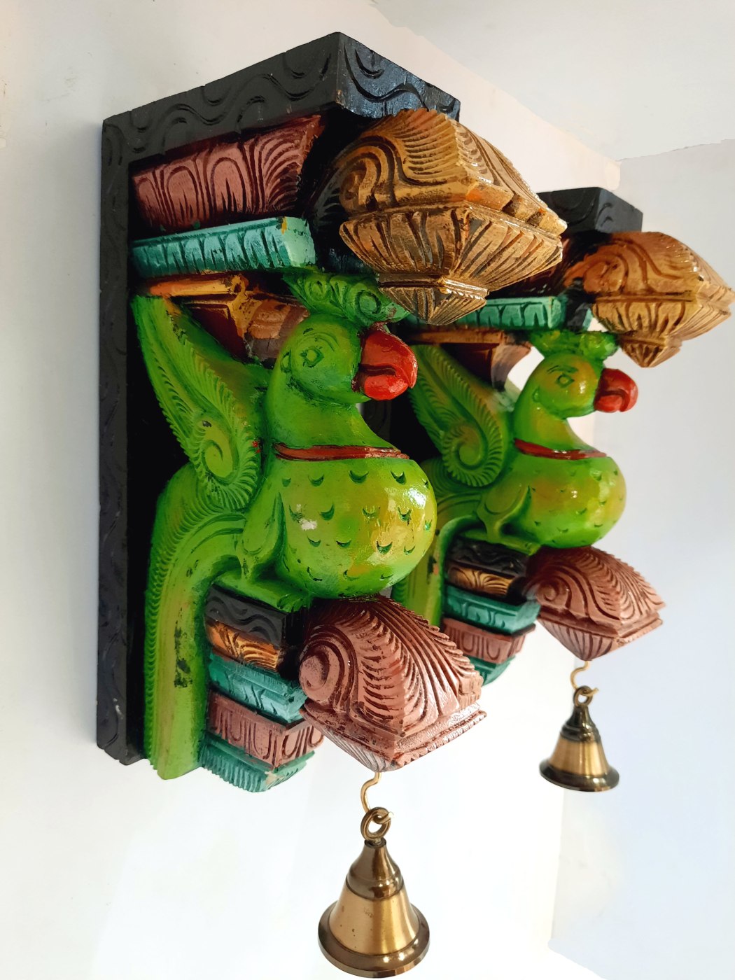 Wooden Parrot Wall Bracket Pair