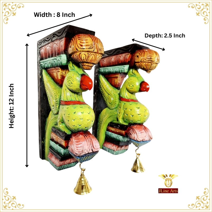 Wooden Parrot Wall Bracket Pair