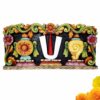 Hand-carved wooden Namam Chakra wall panel Vaishnav temple decor 24 inch