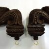 Wall Bracket Bodhil Pair, 7 inches, Brass Bells, Vintage style, South Indian Wood Carving, Handmade Main door wall hanging, Ready for Shipping