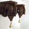 Wooden Wall Bracket Bodhil Pair with Brass Bells Vintage Style Entrance Wall Décor  Solid Wood Corbel Handmade 2 Pcs Ready to Ship