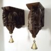 Wooden Wall Bracket Bodhil Pair with Brass Bells Vintage Style Entrance Wall Décor  Solid Wood Corbel Handmade 2 Pcs Ready to Ship