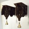 Wooden Wall Bracket Bodhil Pair with Brass Bells Vintage Style Entrance Wall Décor  Solid Wood Corbel Handmade 2 Pcs Ready to Ship