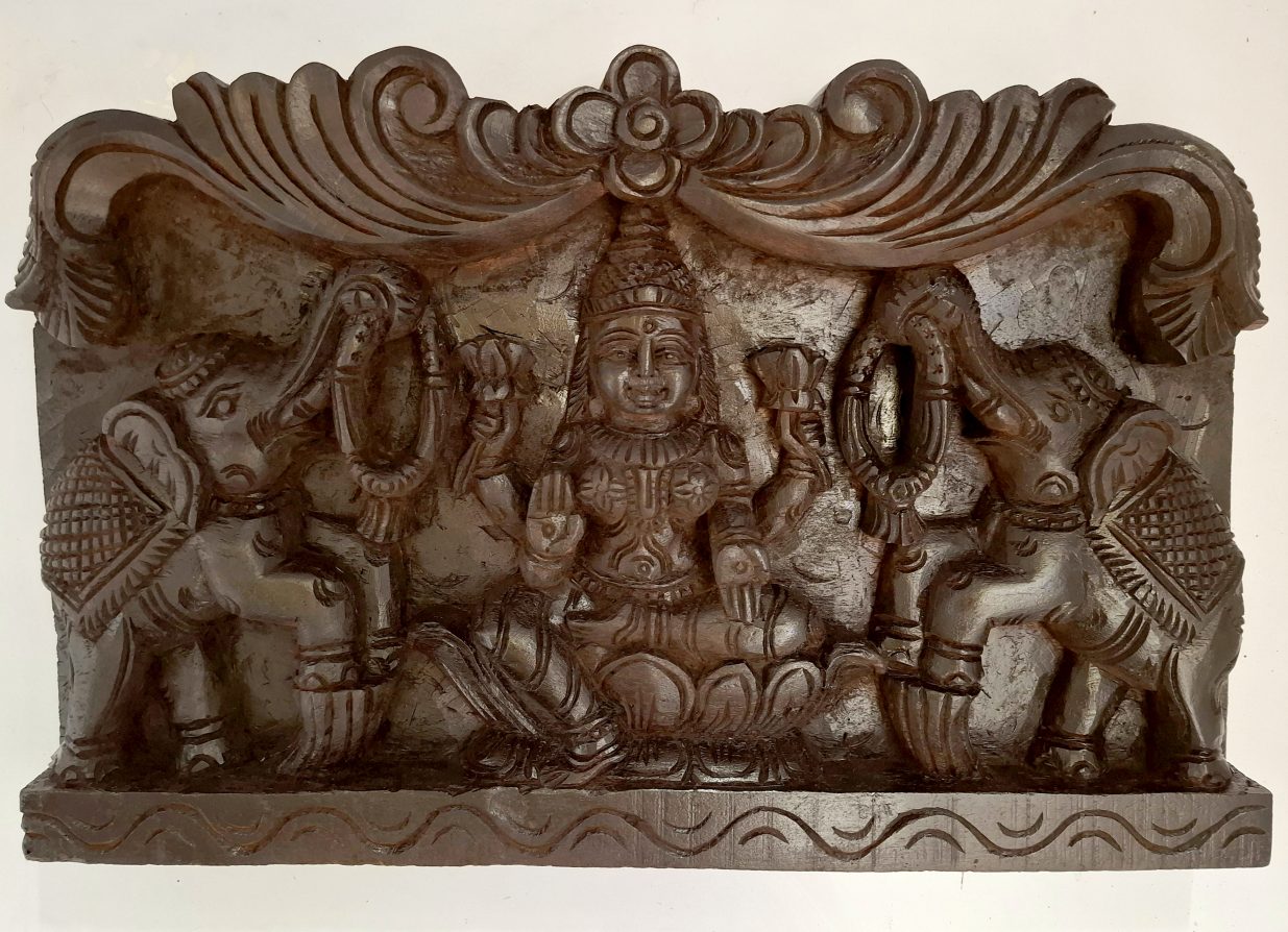 Wooden Gajalakshmi Wall Panel