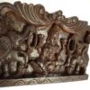 Wooden Lakshmi Wall Panel 18 Inches- Handmade Gajalakshmi Deity Antique Style Finish, Lakshmi Wall Hanging, Size 18x12x2 Inches