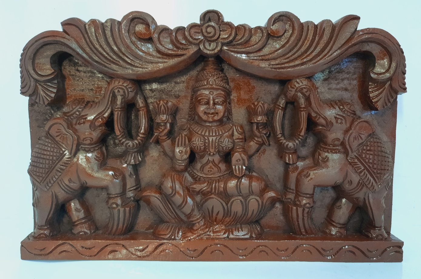 Wooden Gajalakshmi Wall Panel