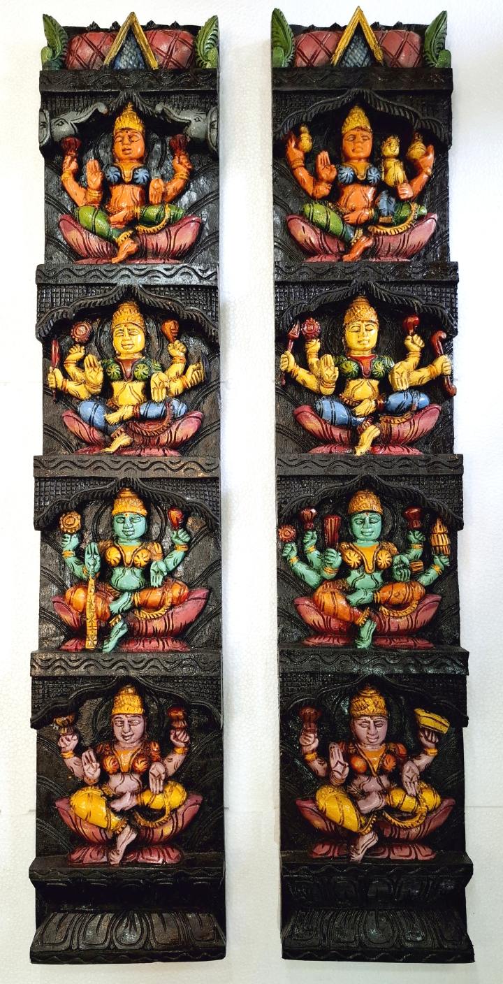 Ashta Lakshmi Wooden Wall Panel