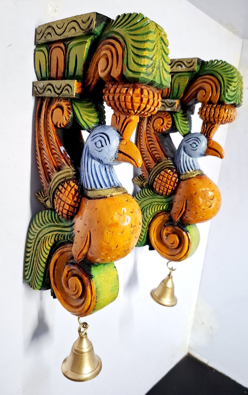 Wooden Peacock Wall Corbel Pair