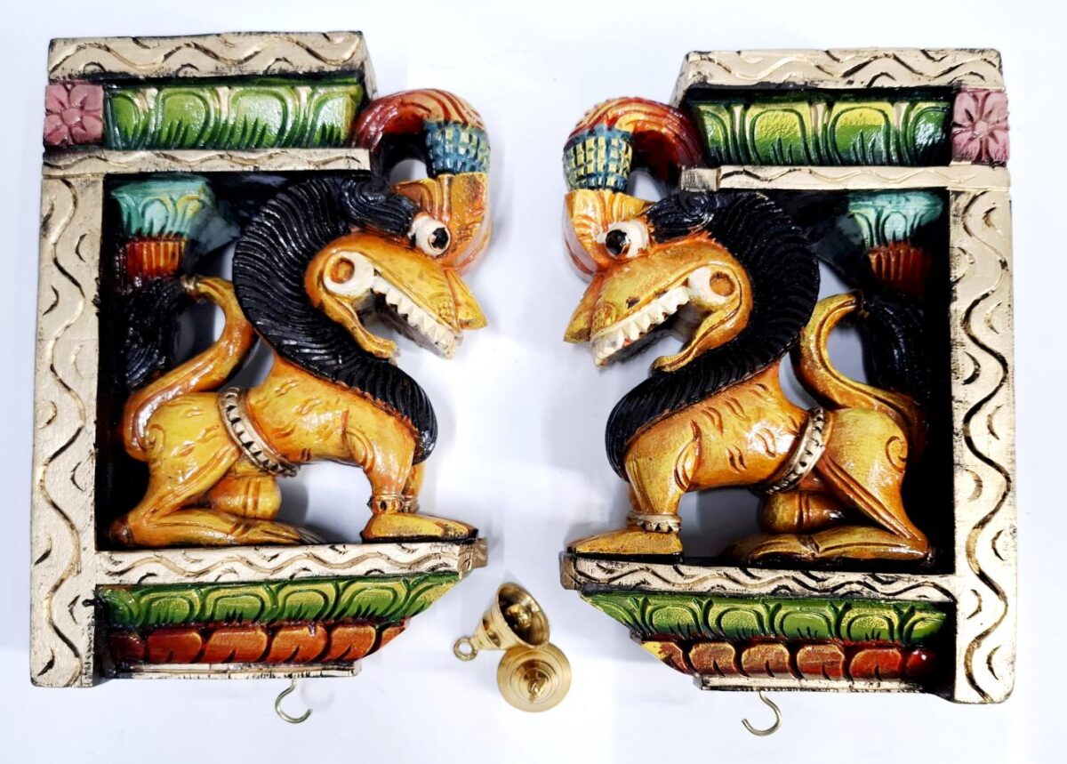 Wooden Yali Wall Corbel Pair