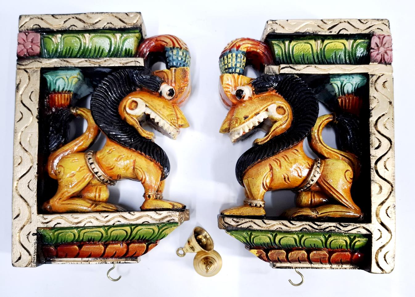 Wooden Yali Wall Corbel Pair