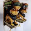 Wooden Yali Wall Bracket Pair 12 Inch Hand Carved Multicolor Yazhi Corbels with Brass Bells for Temple Entrance and Pooja Room Décor