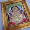 Gajalakshmi Tanjore Painting 15" x 13" with Framed 22K Gold Pooja Room Goddess of Wealth Indian Art Gift Pooja Room Décor Ready to Ship