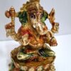 Brass Ganesha Idol 18 cm Ganpati Showpiece Gift for Home Temple Puja God of Luck, Brass Ganesh Figurine Mandir Ganesha Statue, Ready to Ship