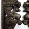 Wooden Wall Corbel Bird Pair beautifully carved Brown Finish Brass Bells Parrot Wall Bracket 2 Pcs Door Entrance Wall Décor Ready to Ship