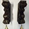 Wooden Wall Corbel Bird Pair beautifully carved Brown Finish Brass Bells Parrot Wall Bracket 2 Pcs Door Entrance Wall Décor Ready to Ship