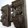 Wooden Wall Corbel Bird Pair beautifully carved Brown Finish Brass Bells Parrot Wall Bracket 2 Pcs Door Entrance Wall Décor Ready to Ship