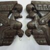 Wooden Wall Corbel Bird Pair beautifully carved Brown Finish Brass Bells Parrot Wall Bracket 2 Pcs Door Entrance Wall Décor Ready to Ship