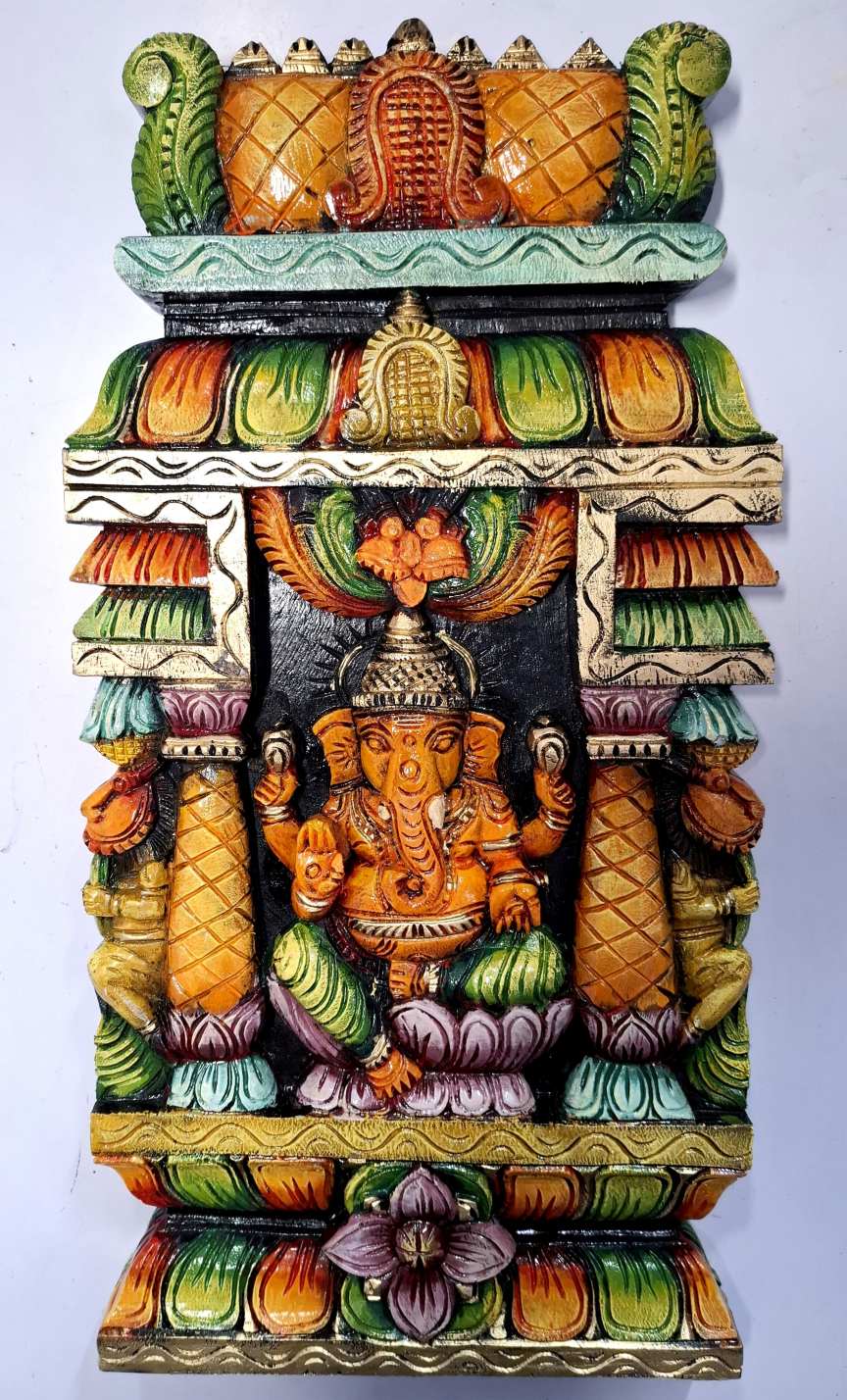 Wooden Ganesha Wall Panel