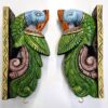 Handmade Wooden Peacock Wall Bracket Pair 12 Inches Multicolor Finish Brass Bells Wall Corbel 2 Pcs Door Entrance Peacock Wall Décor Wall Hanging Ready to Ship