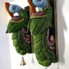 Handmade Wooden Peacock Wall Bracket Pair 12 Inches Multicolor Finish Brass Bells Wall Corbel 2 Pcs Door Entrance Peacock Wall Décor Wall Hanging Ready to Ship