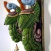 Handmade Wooden Peacock Wall Bracket Pair 12 Inches Multicolor Finish Brass Bells Wall Corbel 2 Pcs Door Entrance Peacock Wall Décor Wall Hanging Ready to Ship