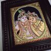 Radha Krishna Tanjore Painting with Frame 22K Gold Foils Teakwood Framed Painting Housewarming Gift Pooja Room Décor Ready to Ship