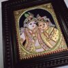 Radha Krishna Tanjore Painting with Frame 22K Gold Foils Teakwood Framed Painting Housewarming Gift Pooja Room Décor Ready to Ship